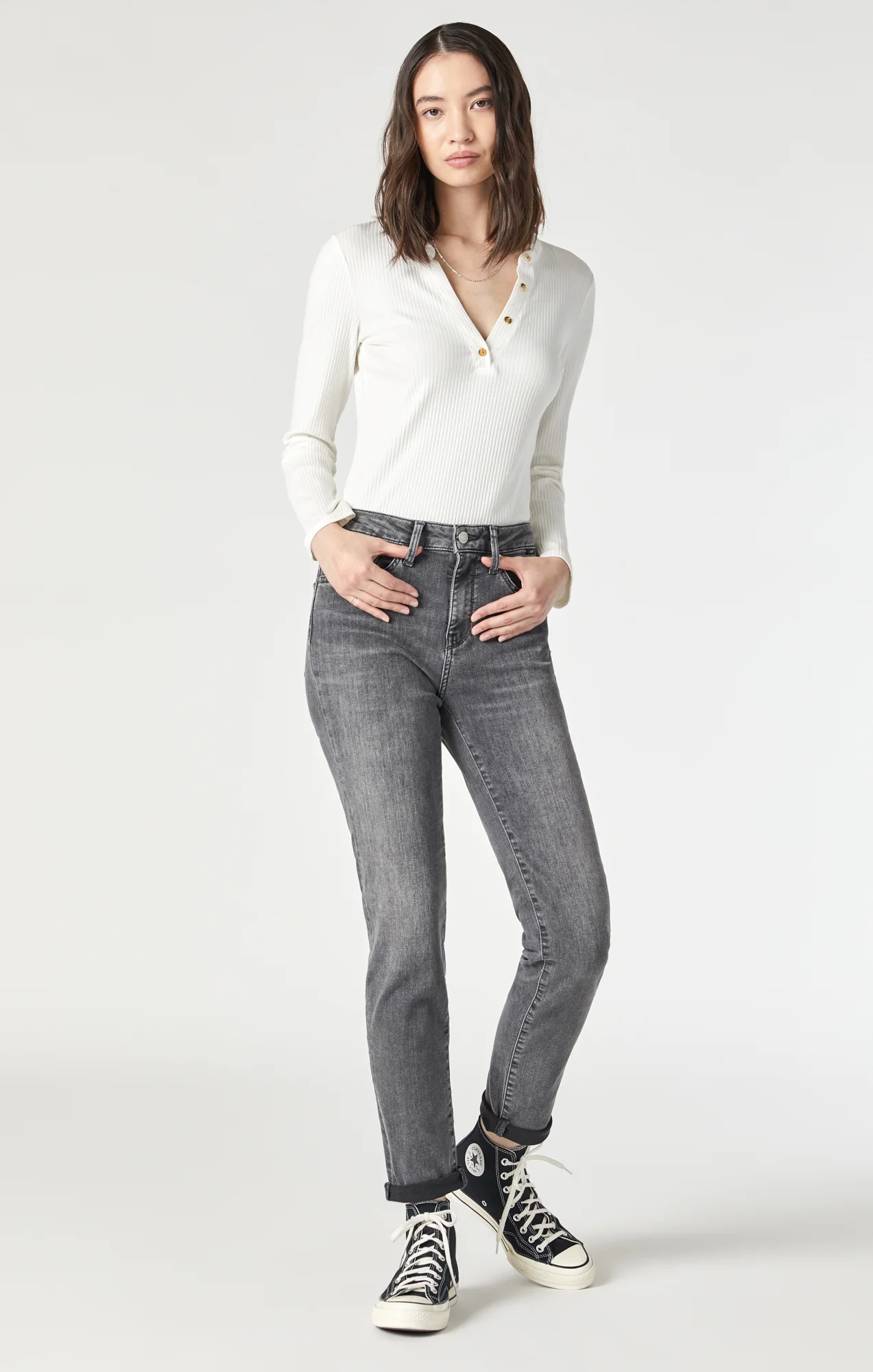 Jeans Kathleen Mid Grey Feather Blue Mavi 84765 25