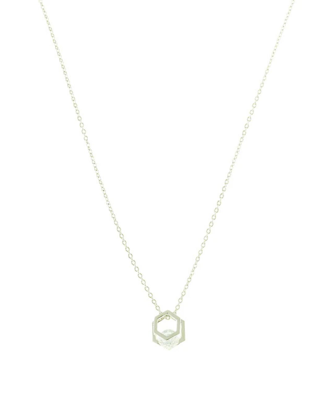 Collier avec hexagone silver Jackie J YFY2400N