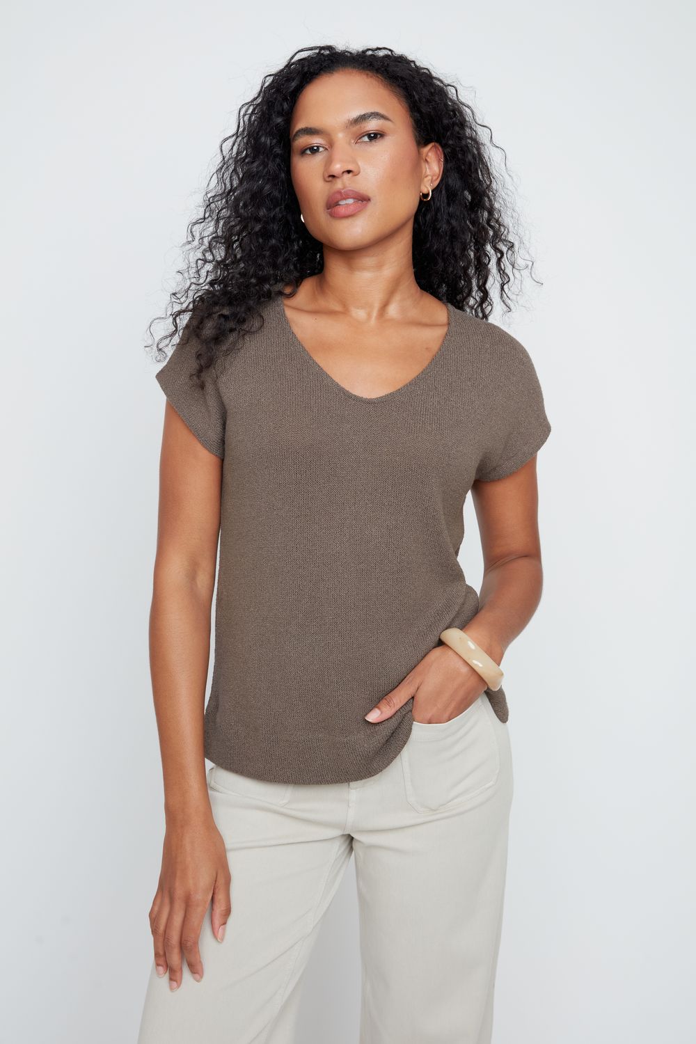 Pull à col en V avec manches courtes Renuar