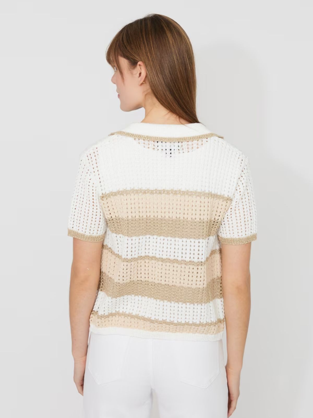 Cardigan rayé à manches courtes Frank Lyman 