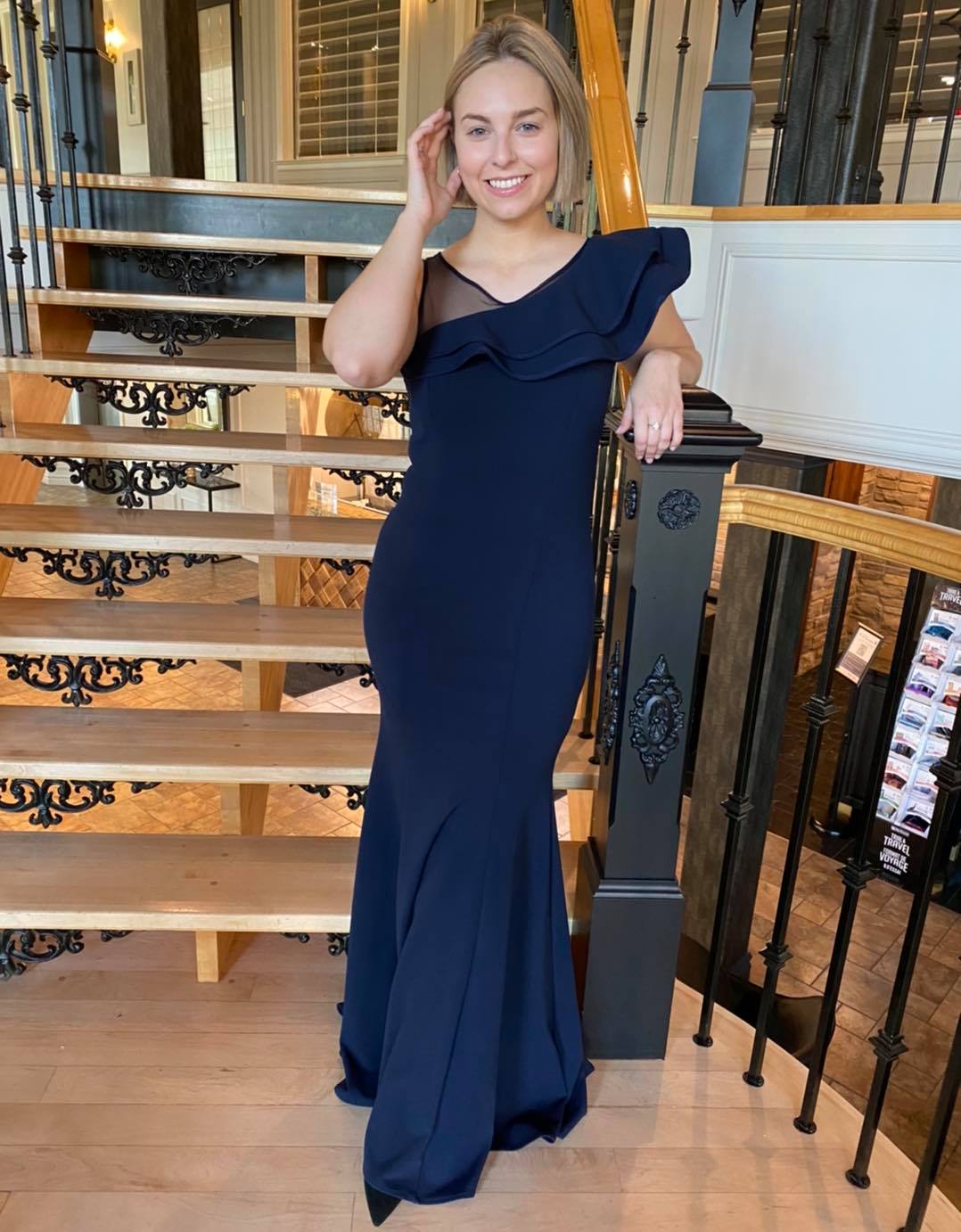 Robe de soirée épaules volantées Frank Lyman 199257 