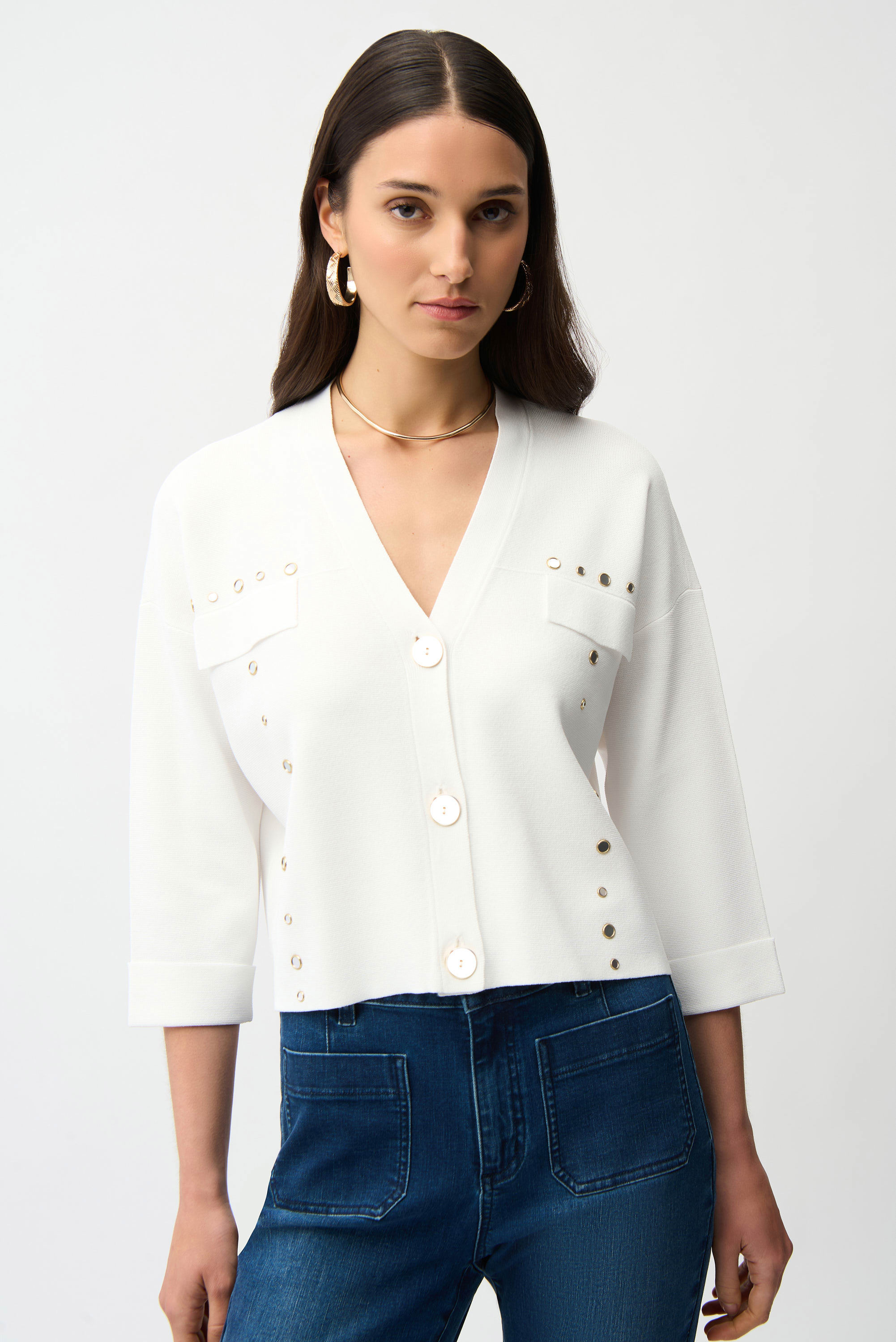 Cardigan en mélange de viscose avec boutons dorés Joseph Ribkoff 