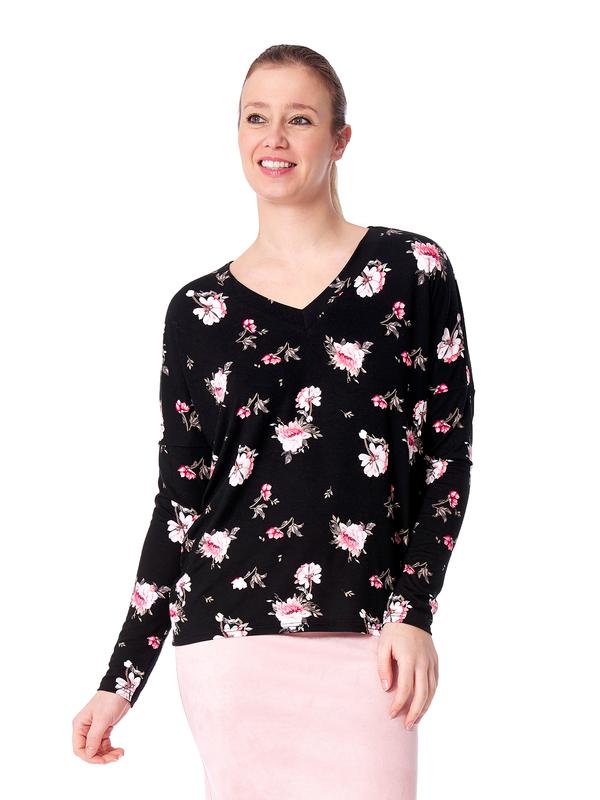 Haut col en V à motif floral Romance Arianne 7328 